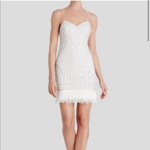 NWT a white Sequin roaring 20s style dress with fringe